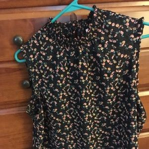 Black sheer floral top